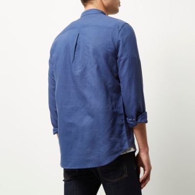 Blue linen-rich shirt